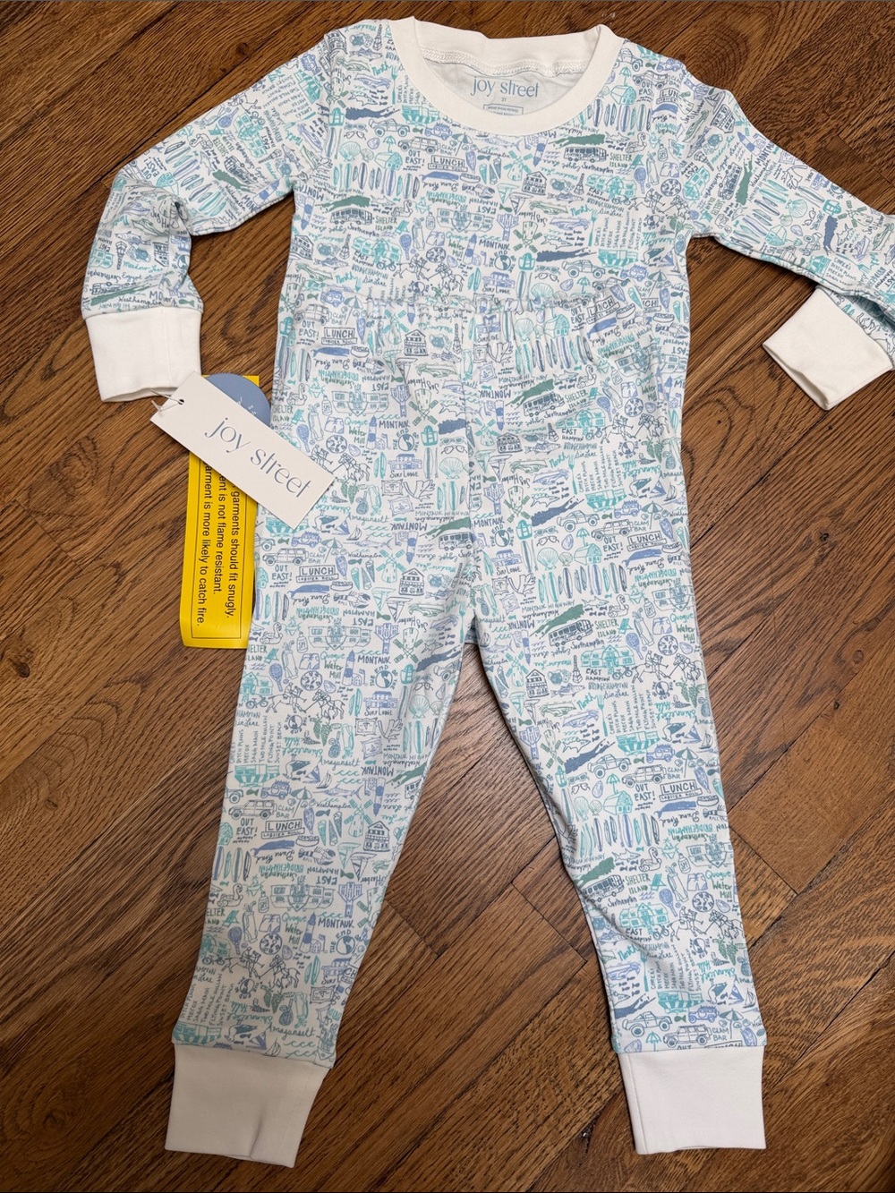 Joy Street White and Light Blue Printed Toddler One-Piece Footie